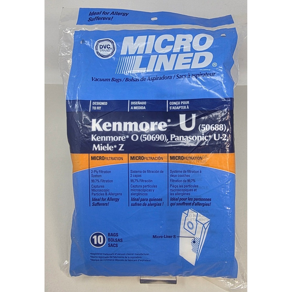 DVC Micro Lined Vacuum Bags 10 Pack Kenmore Type U O Panasonic U-2 Miele Z New